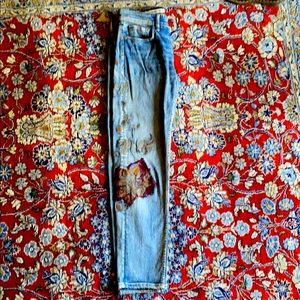 Anthropologie Embroidered Floral Jeans